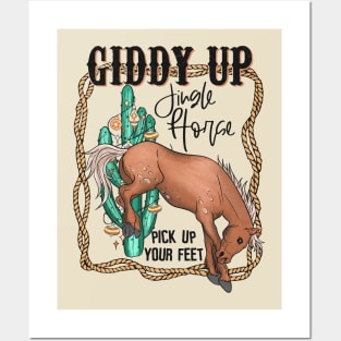 Giddy Up Jingle Horse Funny Western Christmas Posters and Art